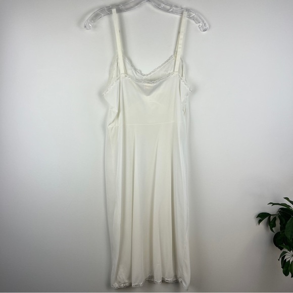 Vintage White Satin Lace Trim Slip Dress Size Small - Picture 7 of 11